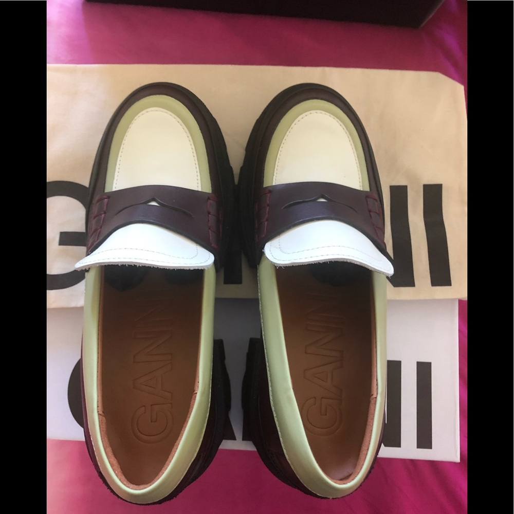 New Ganni multi color Program loafers sz 38